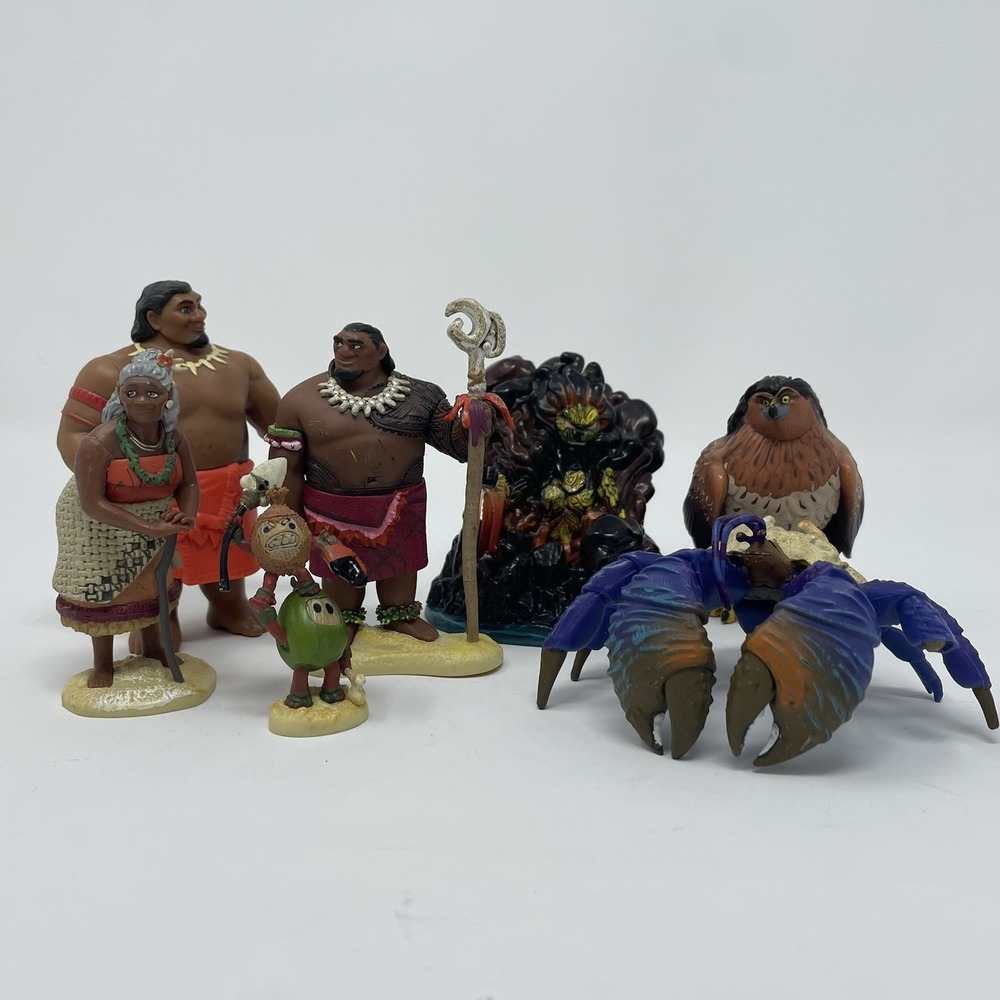 Moana Disney Maui Hawk Tamatoa Lava Toy Cake Toppers Action Figures 4" Lot of‎ 7